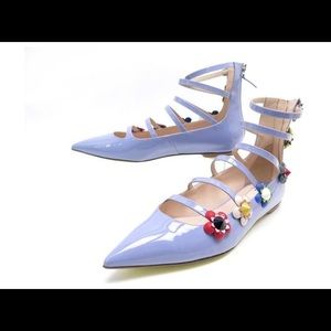FENDI FLOWER LEATHER PATENT BALLERINA SHOES